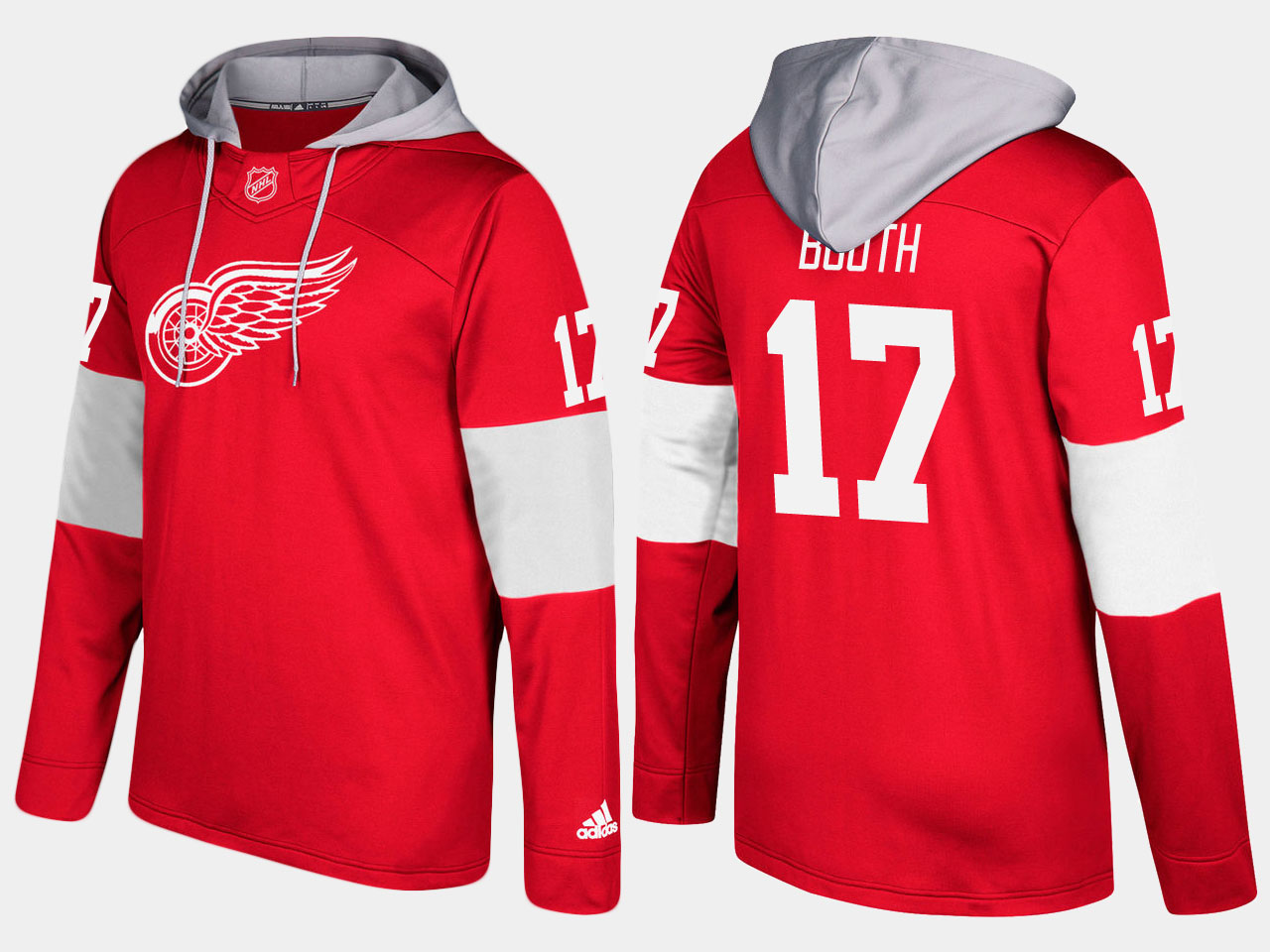 NHL Men Detroit red wings 17 david booth red hoodie